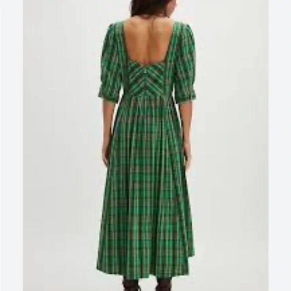 Free People Tulie Plaid Green Midi Dress size M NWOT - Picture 2 of 5